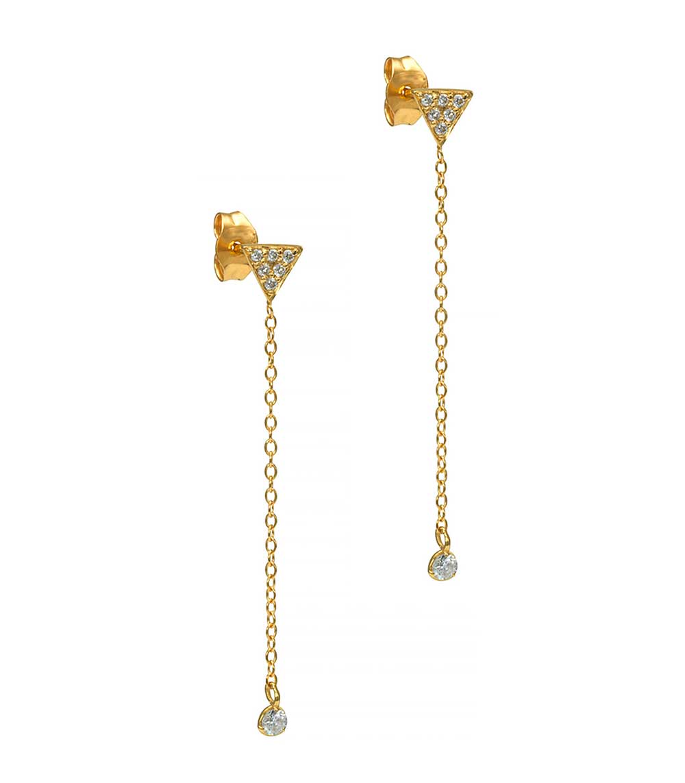 Boucles d'oreilles chaîne triangle diamants And... Paris