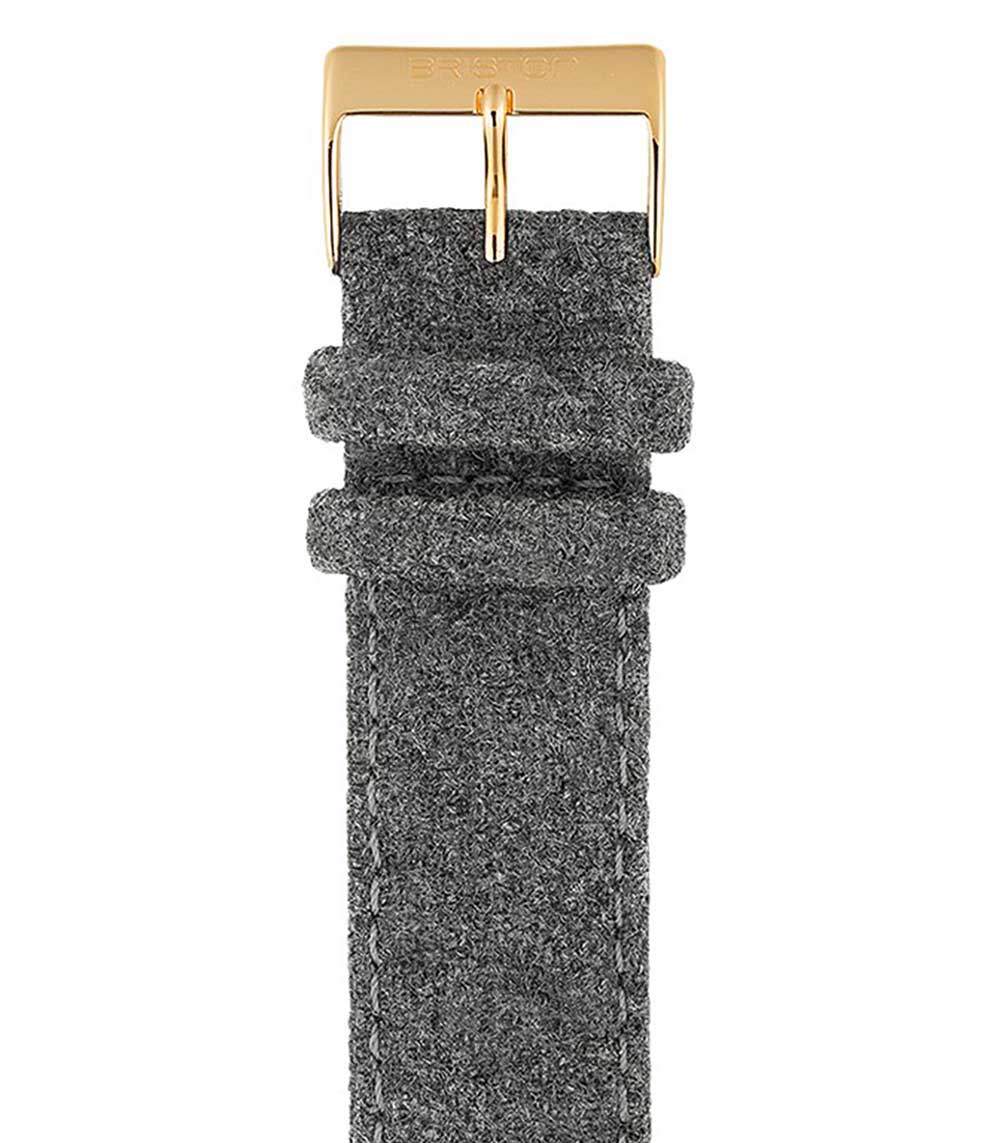 Bracelet de montre interchangeable flanelle gris / or jaune Briston