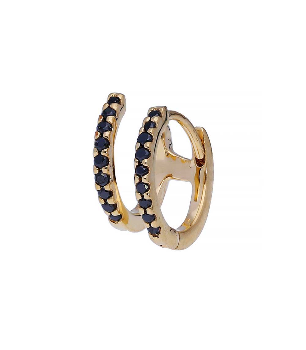 Boucle d'oreille double créole diamants noirs And... Paris