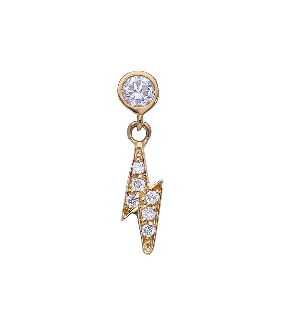 Boucle d'oreille éclair or jaune et diamants And... Paris