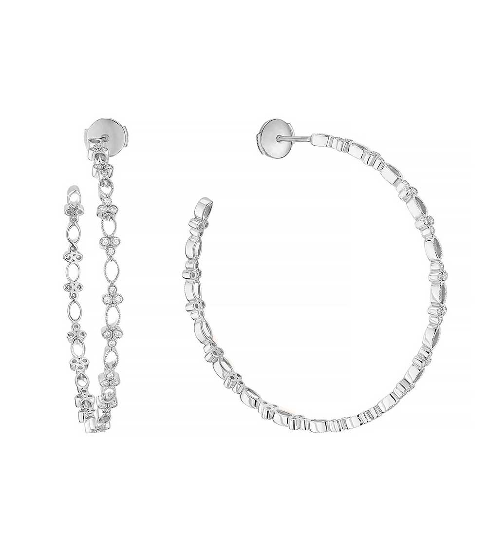 Créoles volupté en or blanc Stone Paris