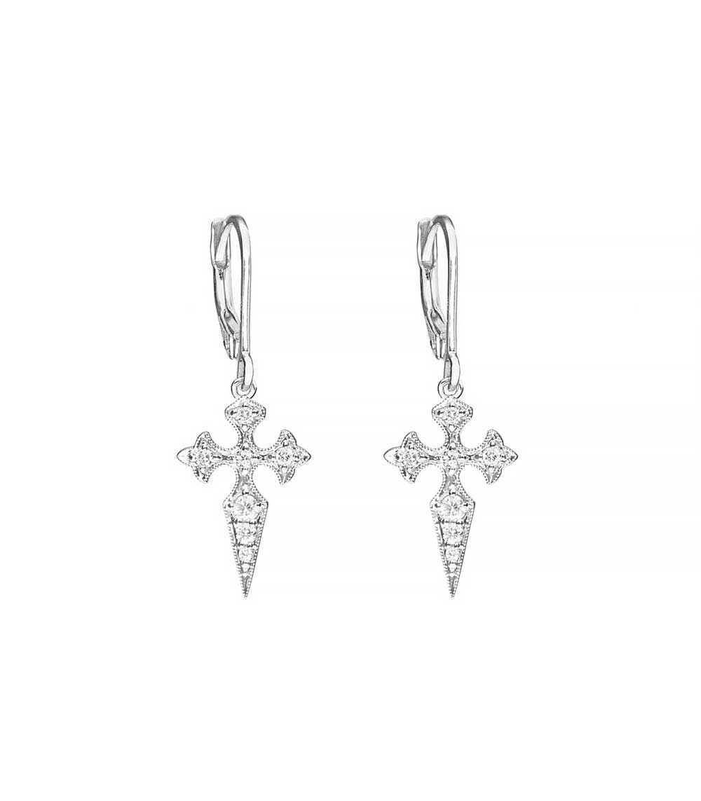 Boucles d'oreilles Blood diamonds or blanc Stone Paris
