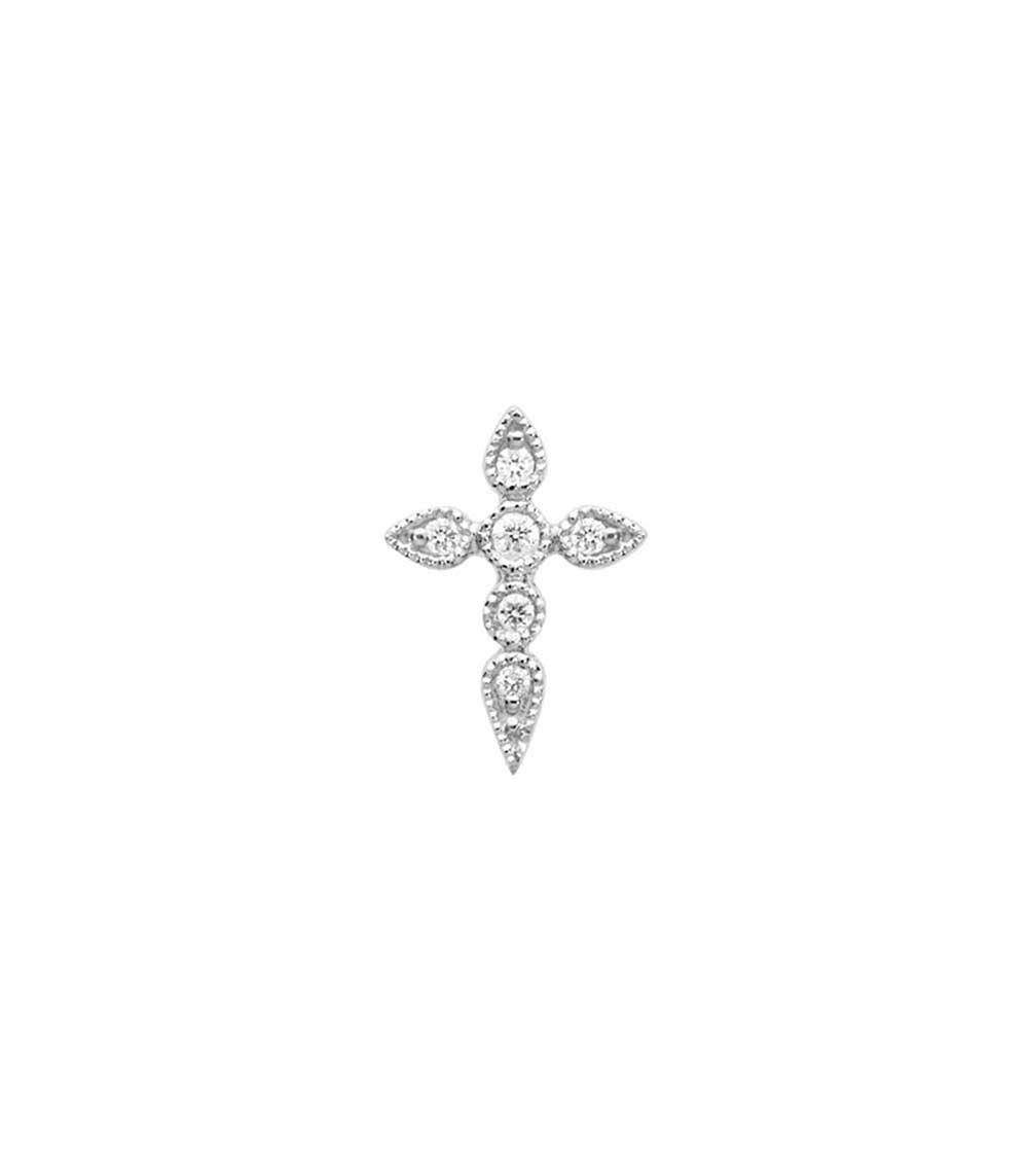 Boucle d'oreille Céleste bouton or blanc Stone Paris