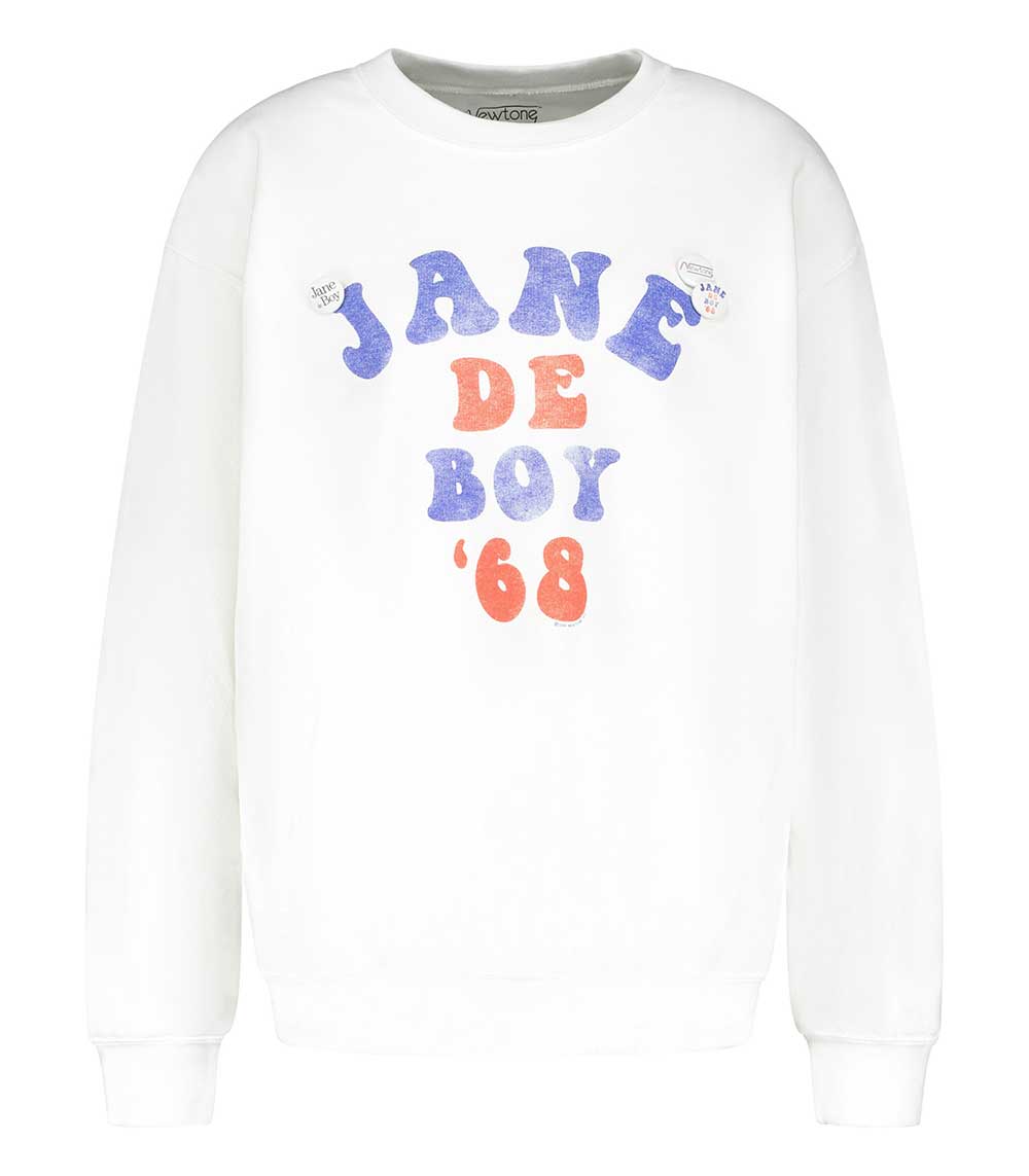 Sweat-shirt Roller Jane de Boy '68 Blanc/Bleu/Rouge Newtone