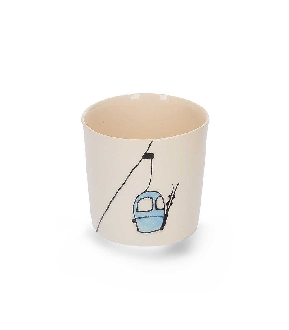 Tasse à café en céramique Télécabine bleue Three Seven