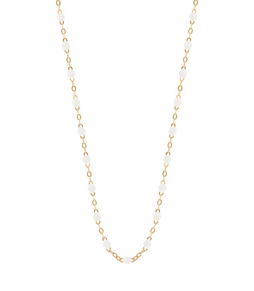 Collier or jaune et perles de résine 50 cm Gigi Clozeau
