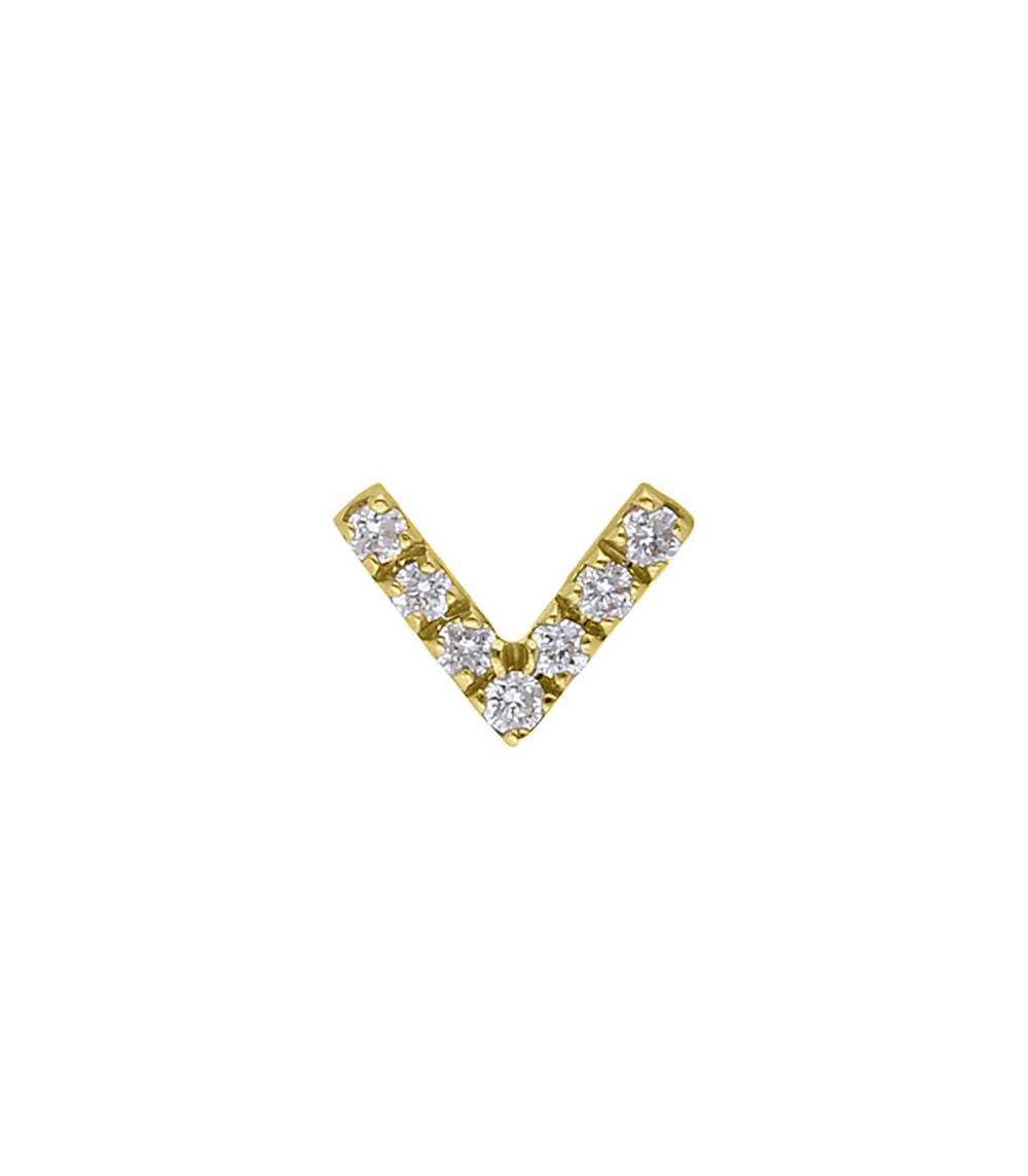 Boucle d'oreille Stud V diamants en or And... Paris
