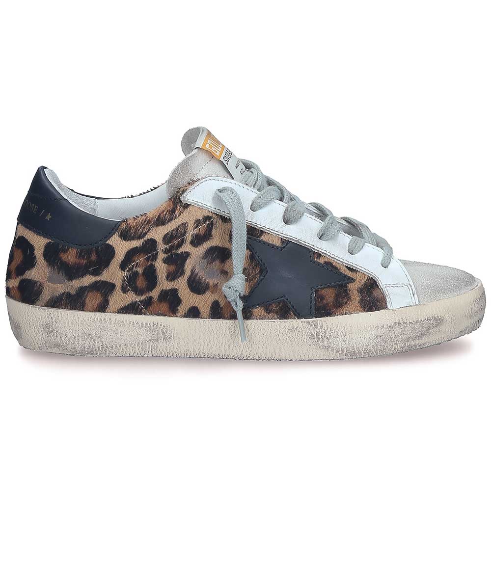 Baskets Super-Star Cuir Horsy Léopard Golden Goose