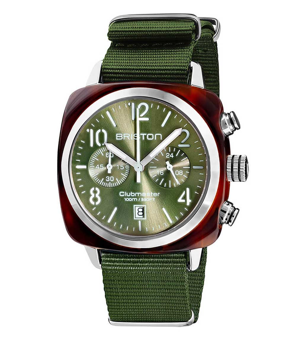 Montre Clubmaster Classic Chrono Tortoise - Vert Olive Briston