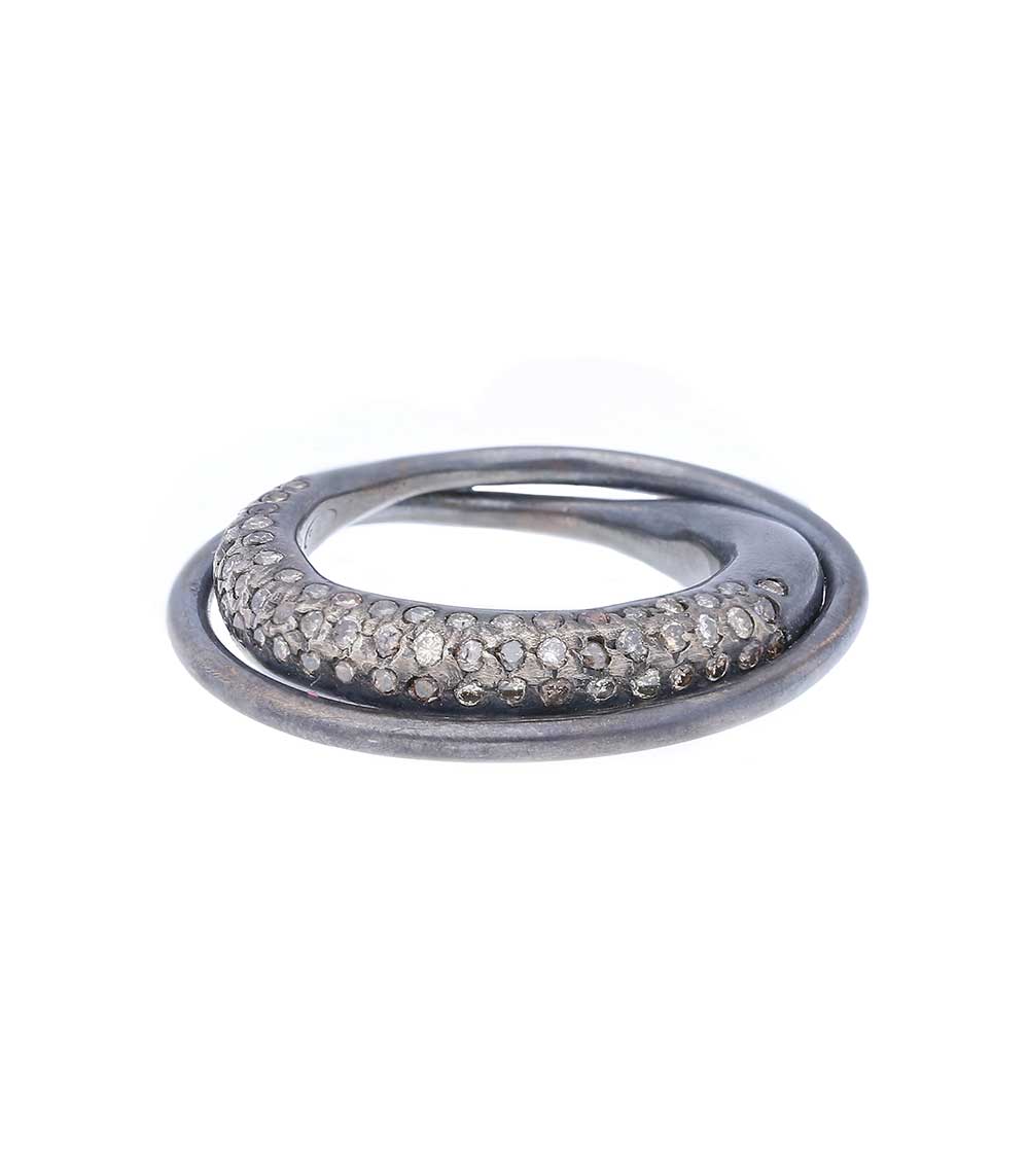 Bague doublée Kirsten St Dia argent et diamants cognac Rosa Maria