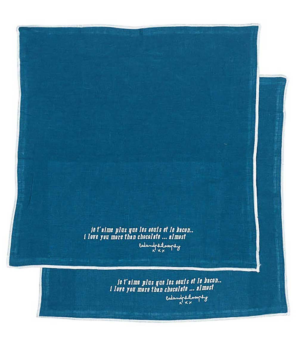 Lot de 2 serviettes Dinners 45 x 45 cm + bocal (pas de vente web) Bed and Philosophy