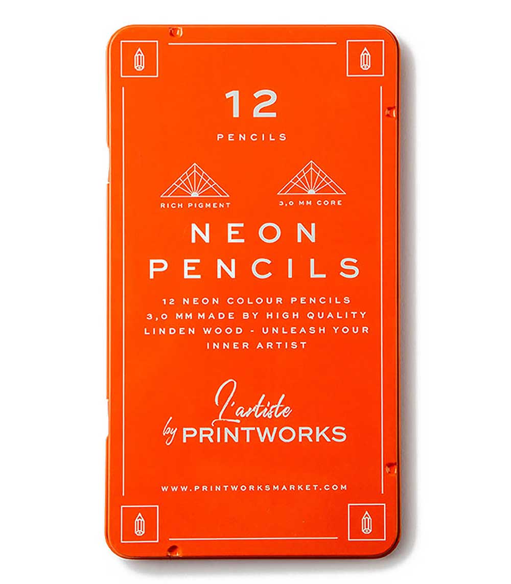 12 crayons de couleur néons Printworks