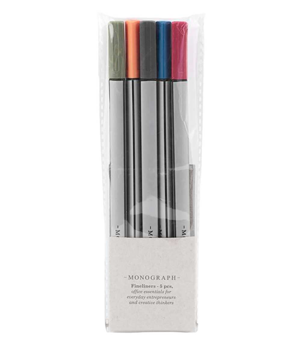Stylos feutres fins 5 couleurs Monograph