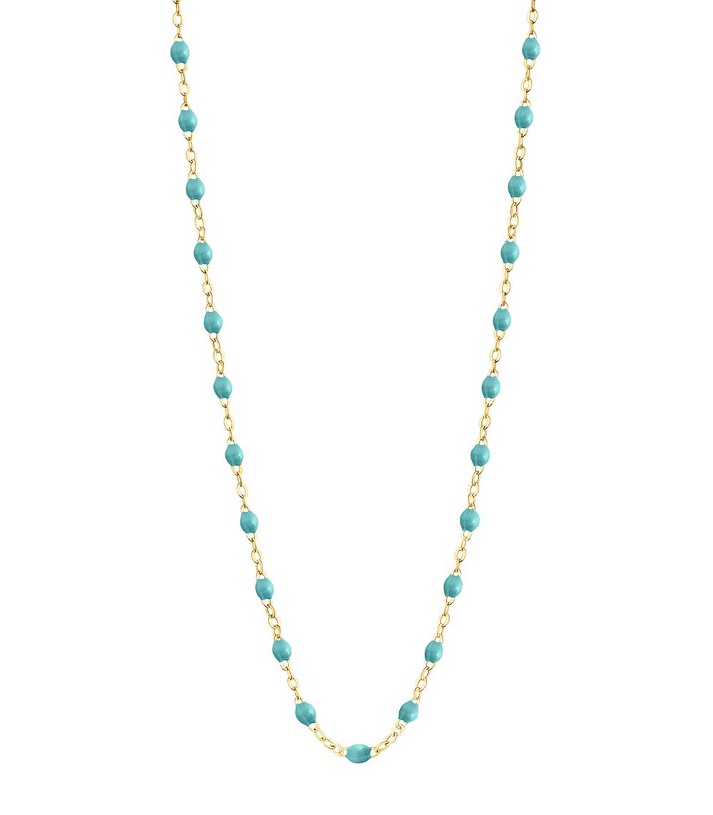 Collier or jaune et perles de résine 50 cm Gigi Clozeau