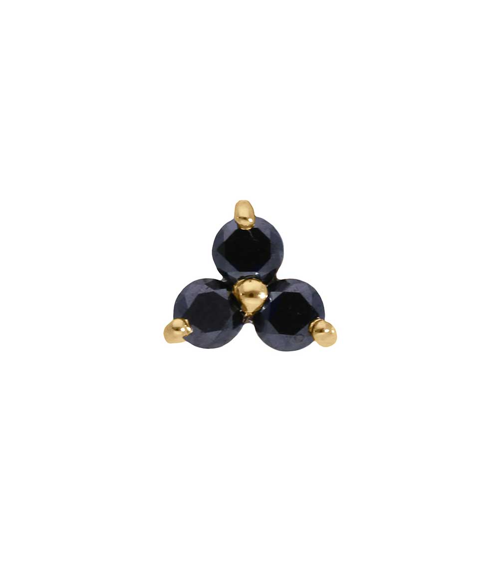 Boucle d'oreille stud trilogie or jaune et diamants noirs And... Paris