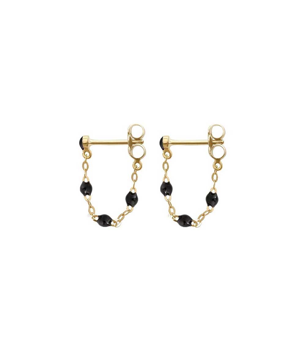 Boucles d'oreilles or jaune et perles de résine Gigi Clozeau