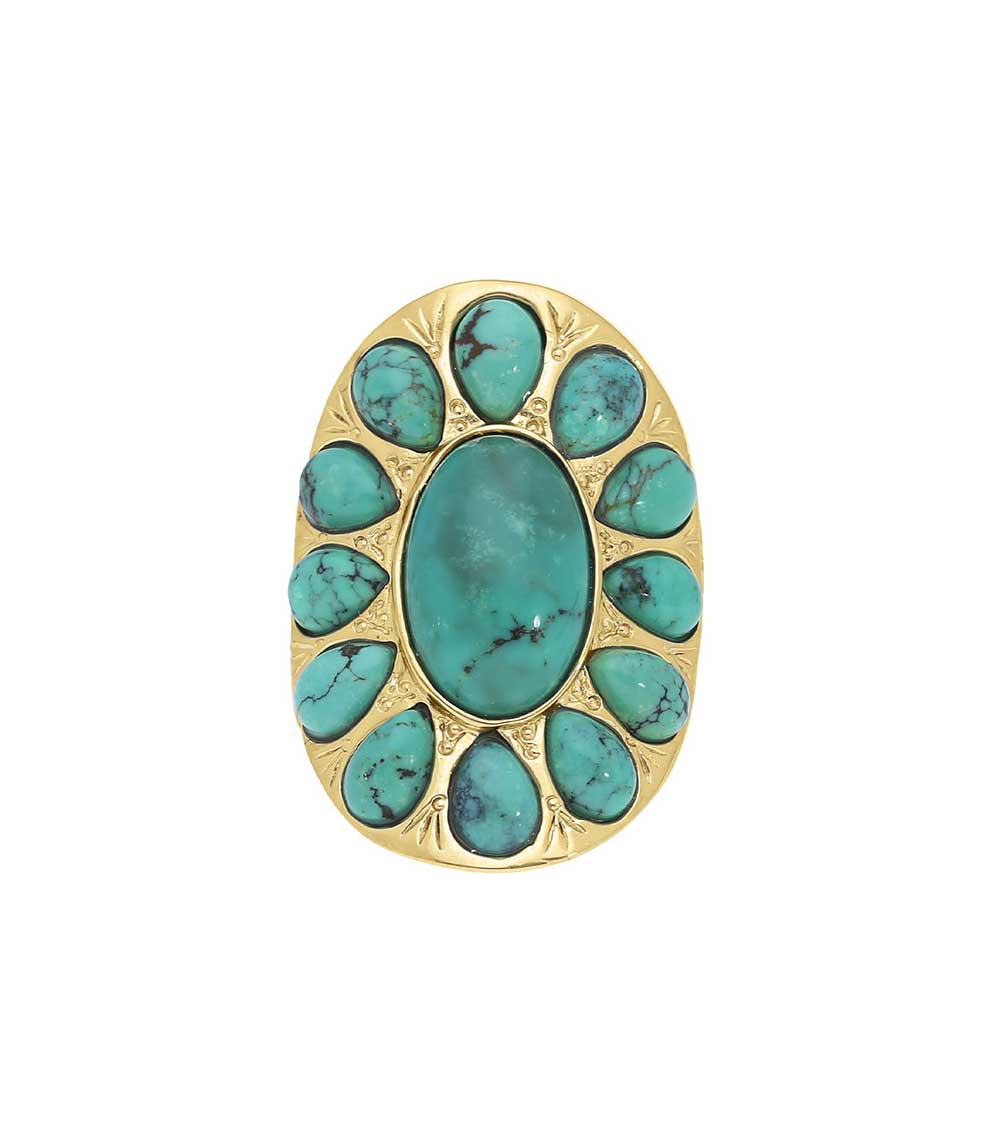 Bague Navajo plaqué or et turquoise Aurélie Bidermann