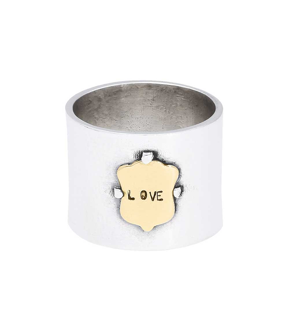 Bague Love en argent et blason or Corpus Christi