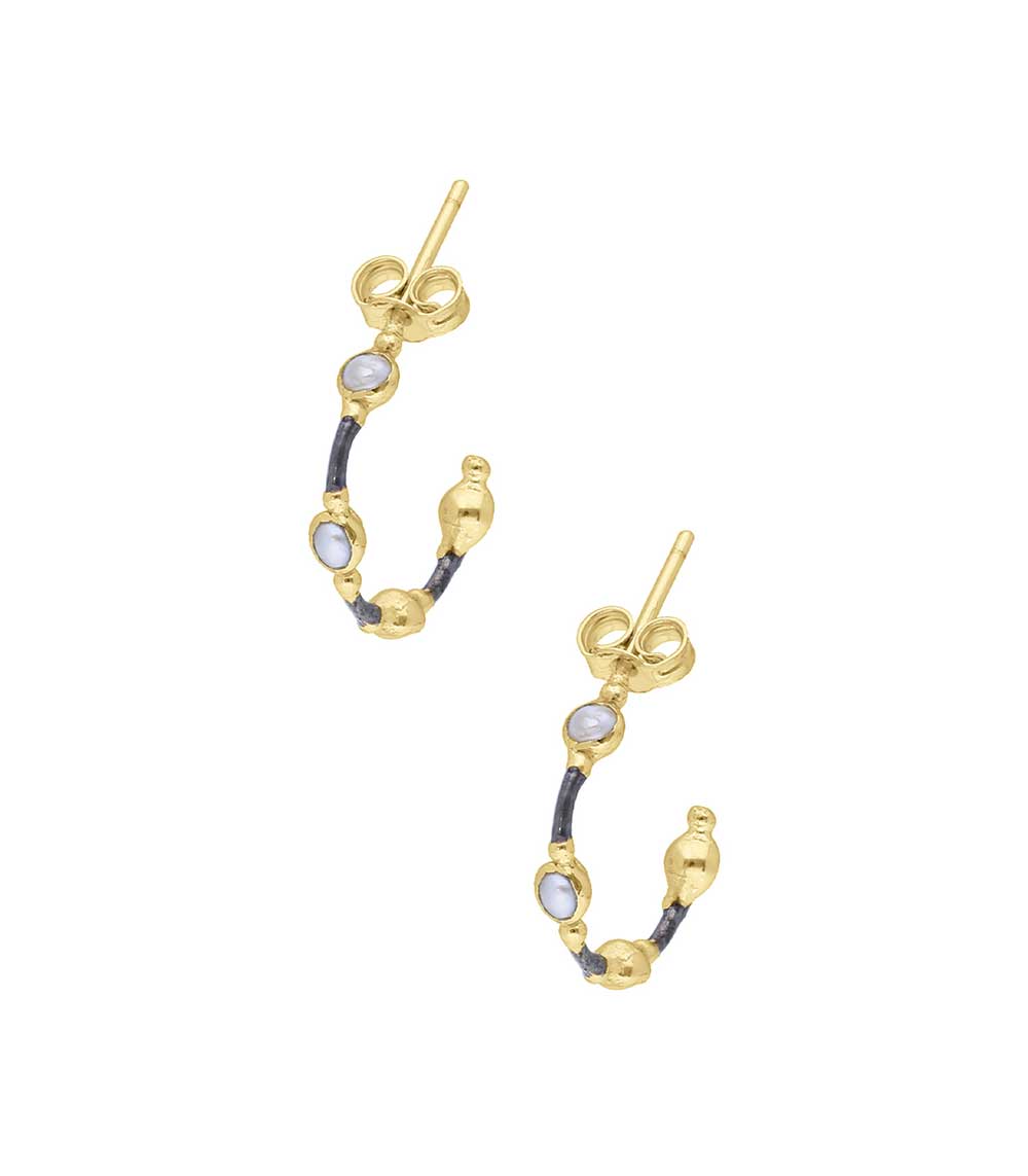 Boucles d'oreilles Sisi S argent, or et perles d'eau douce 5 Octobre