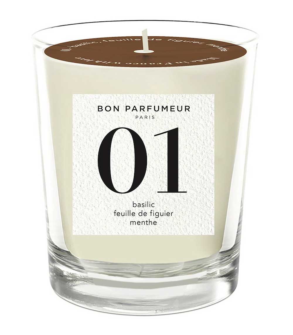 Bougie parfumée 01 Basilic, Feuilles de Figuier et Menthe Bon Parfumeur