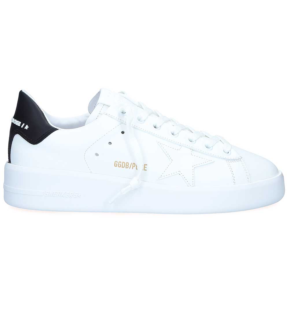 Baskets Purestar Cuir Blanc Noir Golden Goose