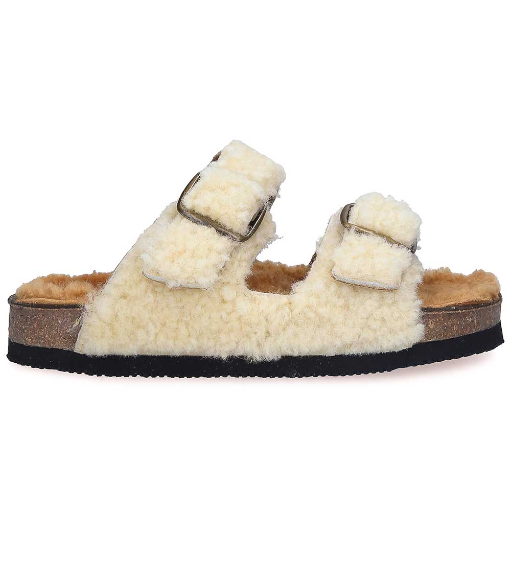 Sandales Shearling Champagne/Camel Bosabo