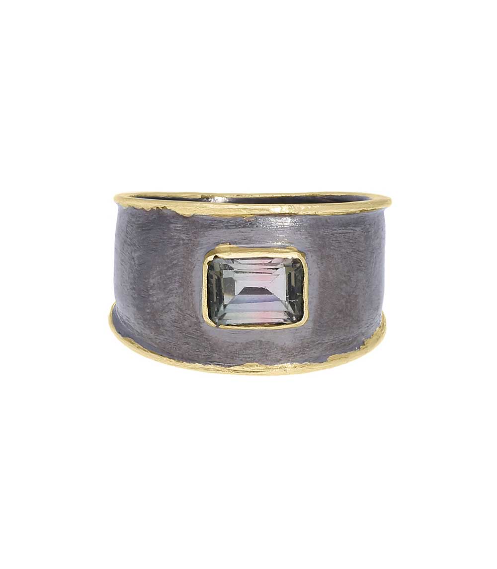 Bague chevalière Jaimie or 14k et argent noirci 5 Octobre