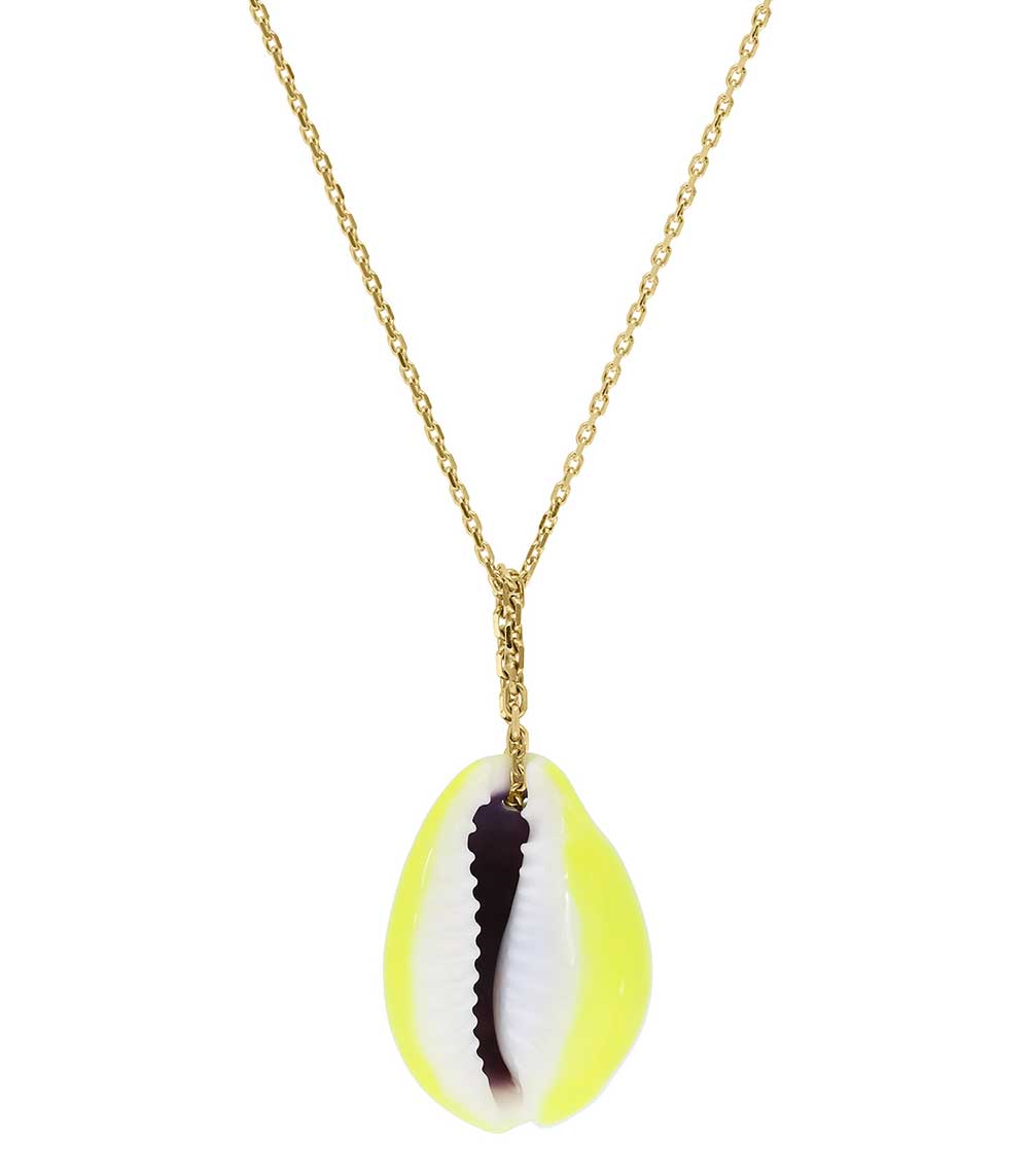 Collier Coquillage Merco Jaune Fluo Aurélie Bidermann