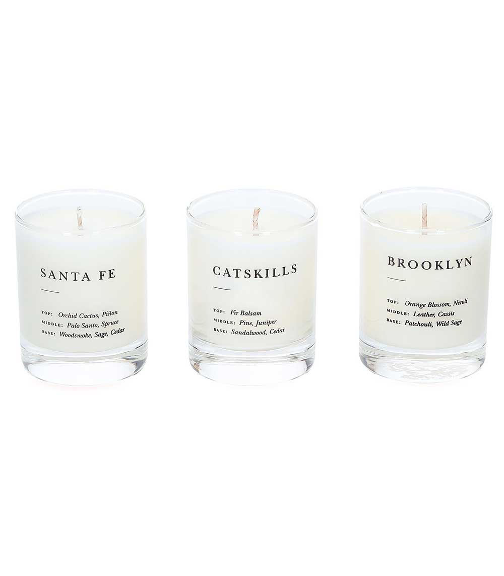 Coffret de 3 bougies végétales parfumées Escapist fumé et boisé Brooklyn Candle Studio