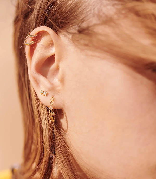 Boucle d'oreille Stardust or jaune et diamants Stone Paris