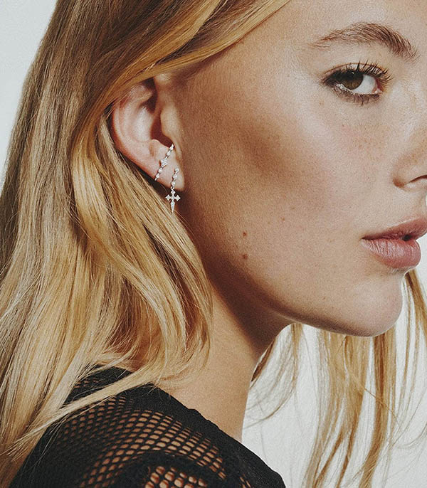 Boucle d'oreille Blood Diamonds or blanc et diamants Stone Paris
