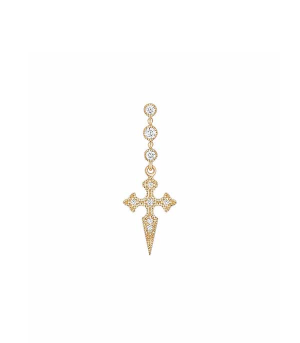 Boucle d'oreille Blood Diamonds or jaune et diamants Stone Paris