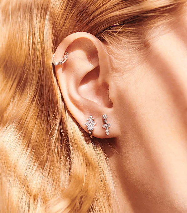 Boucle d'oreille Crush Or blanc et Diamants Stone Paris
