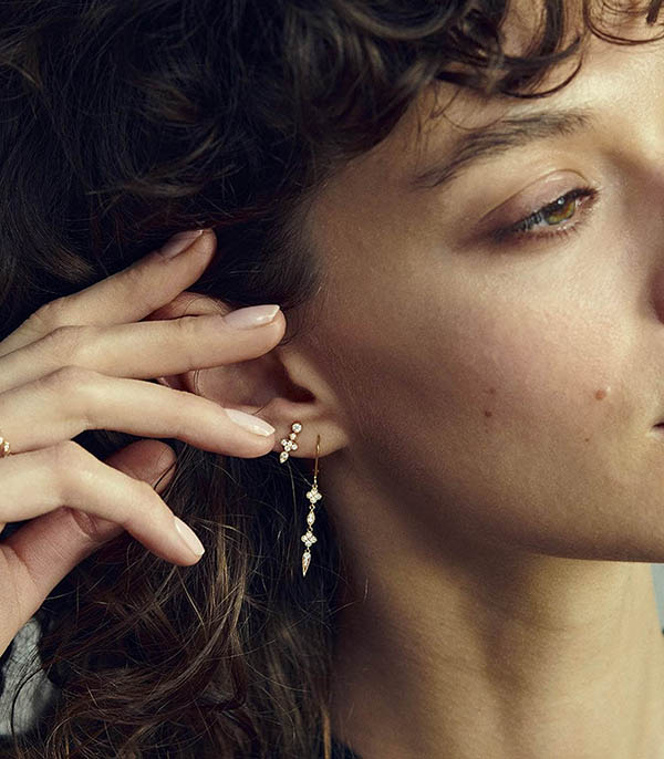 Boucle d'oreille Crush Or blanc et Diamants Stone Paris