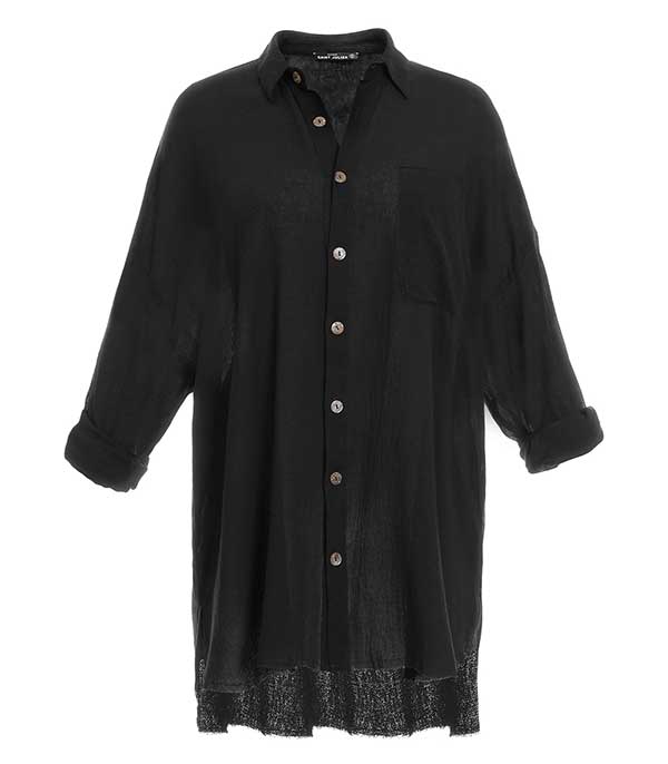 Chemise oversize Mykonos Noir Maison Saint Julien - Taille S