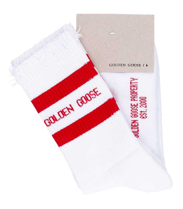 Chaussettes hautes à rayures rouges Golden Goose - Taille S à -70%