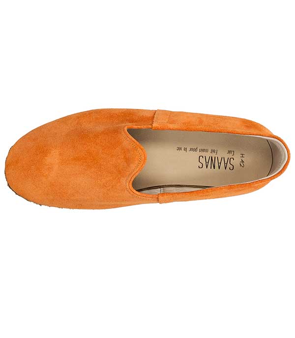 Mocassins Saanas Classique Homme Cuir Suédé Mandarine Saanas