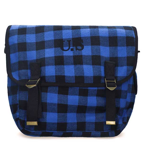 Sac U.S grand toile Écossais Bleu Sac U.S à -60%
