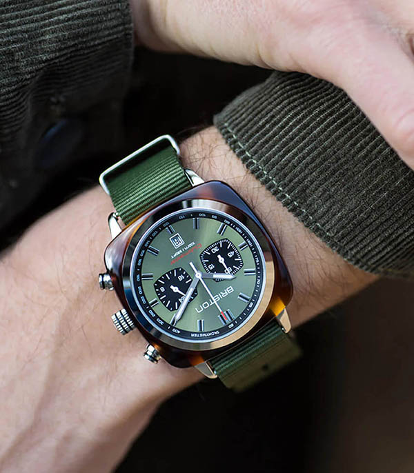 Montre Clubmaster Sport Chrono Tortoise - Vert olive Briston