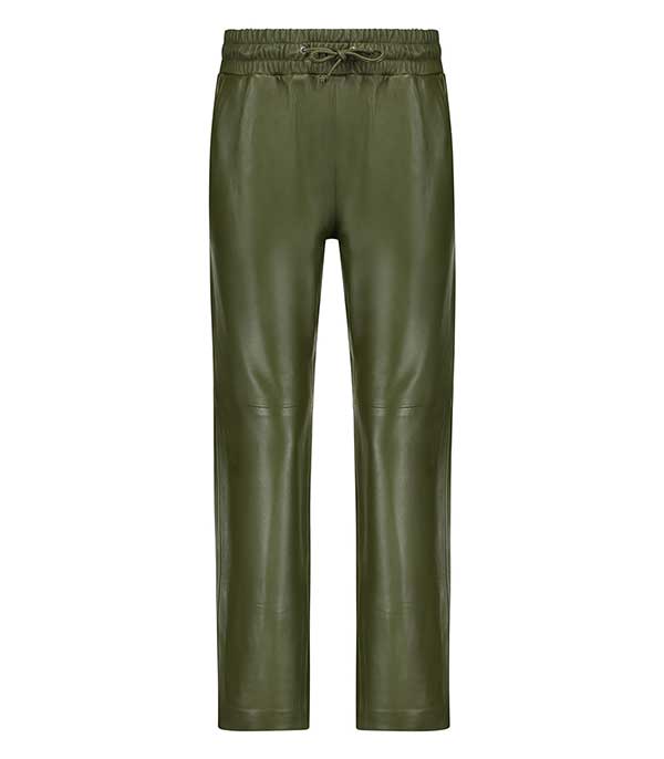 Pantalon en cuir kaki Jane de Boy