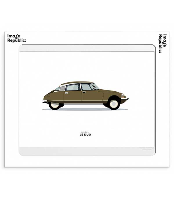 Affiche Le Duo Voiture Citroen DS marron  Image Republic