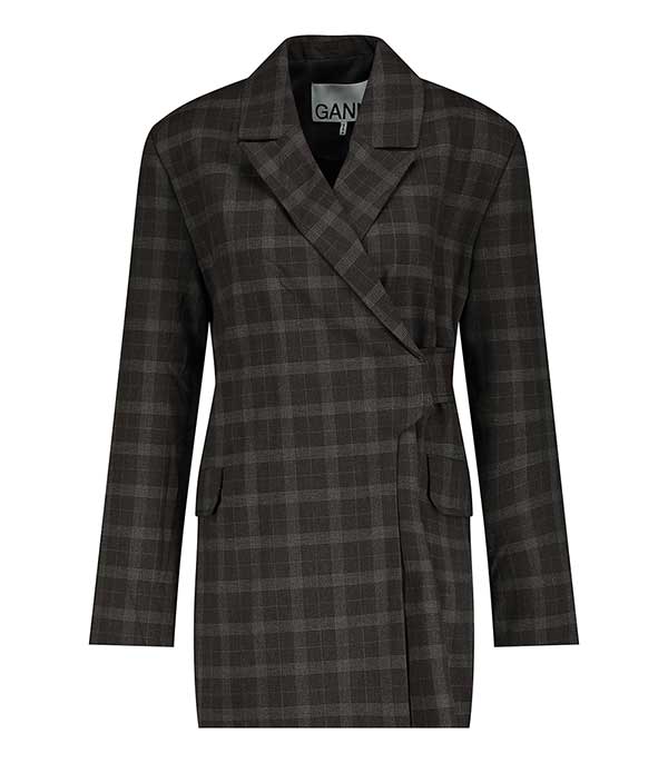 Blazer à carreaux Marron Ganni