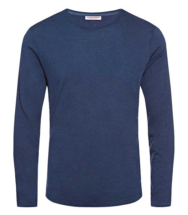Tee-shirt OB-T LS Merino Classic Blue Orlebar Brown - Taille XL