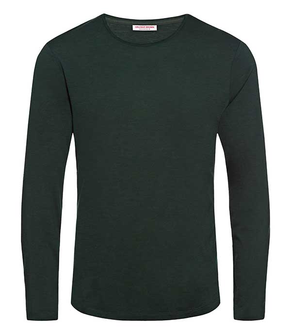 Tee-shirt OB-T LS Merino Racing Green Orlebar Brown - Taille S