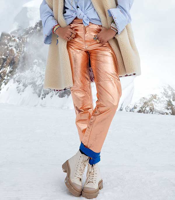 Pantalon en Cuir Rose Gold Victoria Leivissa