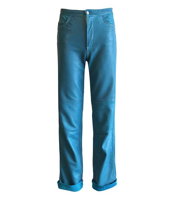Pantalon en Cuir Bleu Turquoise Victoria Leivissa - Taille 32