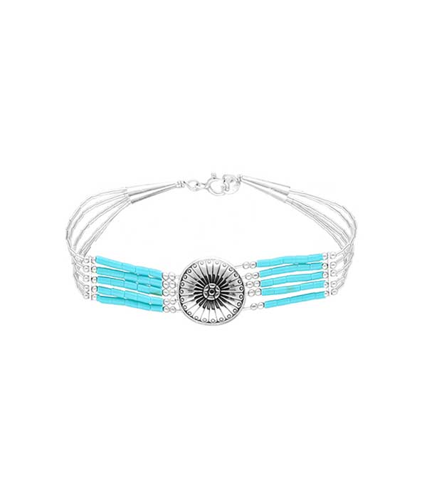 Bracelet Navajo 5 rangs et conchas Harpo