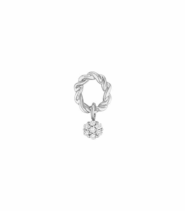 Boucle d'oreille Puce Dunaway Or Blanc et Diamants Stone Paris