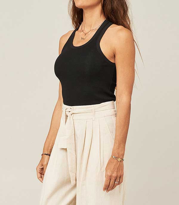 Débardeur côtelé Kingston Noir Maison Saint Julien