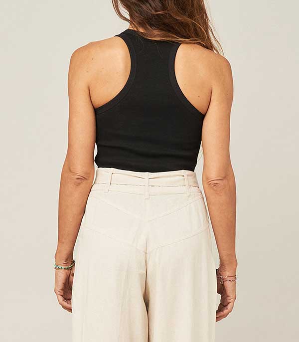 Débardeur côtelé Kingston Noir Maison Saint Julien